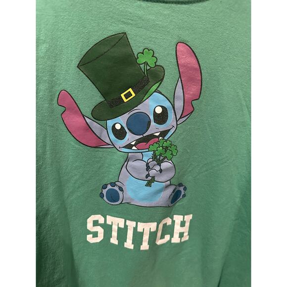 Disney Lilo & Stitch St. Patrick's Day Shamrock Green crewneck sweatshirt XL - Picture 2 of 3